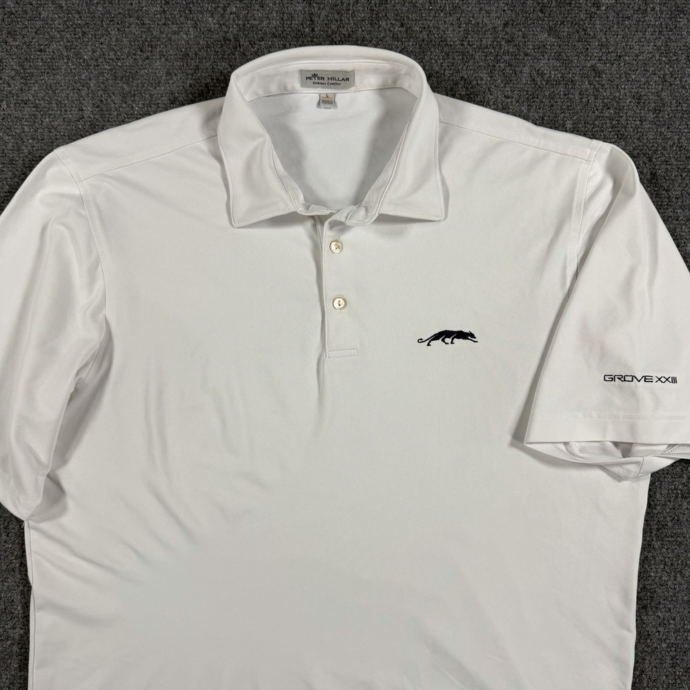 Peter Millar Grove XXIII Golf Polo Men Large White Micheal Jordan Club Rare Read